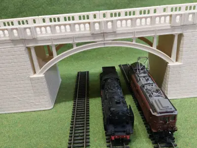 Concrete Double Track Railway Viaduct High 1-87 FDM 3D print model