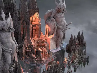 Undead Samurai Temples Kitbash 3D model