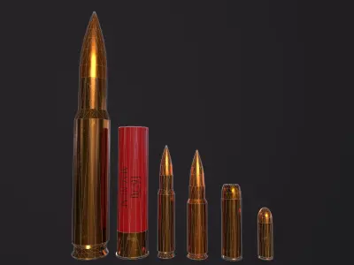 Small pack of common bullets  Low-poly 3D model