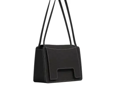 Black Leather Shoulder Bag 3D model