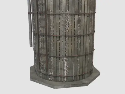 Old Wooden Silo Low-poly 3D model