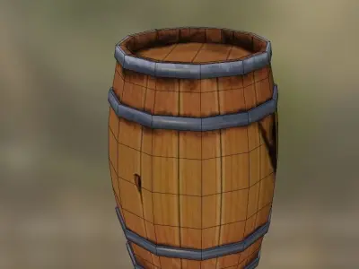 wooden barrel   Low-poly 3D model