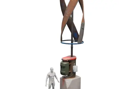 Rusty vertical wind turbine Low-poly 3D model