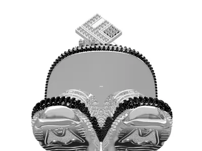 Antique Shoes and Cap Black and White Diamond Hip Hop Pendant 3D print model