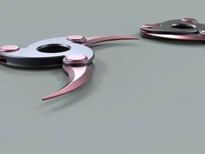 Shuriken 3 pair of metal blades 3D model