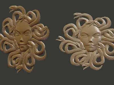 medusagirl medusa head with snakes 3D print model