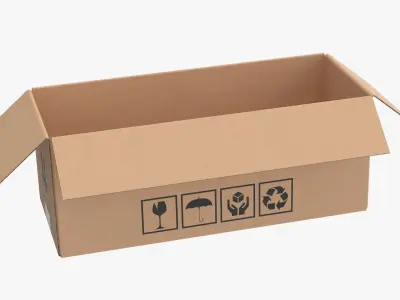 Cardboard Box 50x20x20 Open 3D model