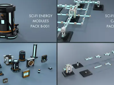 Ultimate Low Poly Sci-Fi Asset Library - 351 Assets Low-poly 3D model