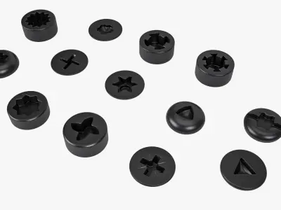 Screw Heads Collection 3 Low-poly 3D model