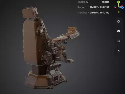Industrial Mech Cockpit Chair Low-poly 3D model