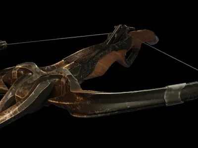 Medieval Steampunk Crossbow Low-poly 3D model