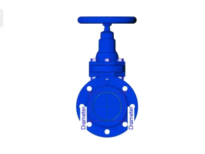 4in-Cast Iron Gate Valve - Flanged - Valvula de Compuerta de 4in 3D model