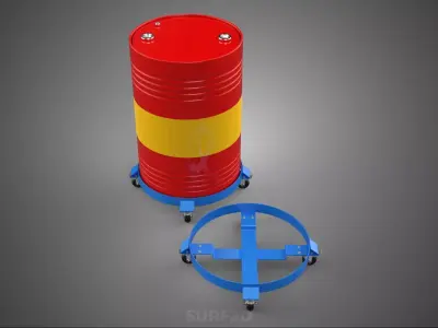 FOUR 4 WHEEL CASTER OIL DRUM BARREL TRANSPORT DOLLY CART HOLDER 3D model