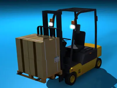 Forklift 2 with boxes 3D model