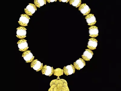 Oriental Floral Decorative Element for Beaded Bracelet 114a 3D print model