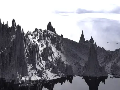 Mordor Mountain rock terrain 2 3D model
