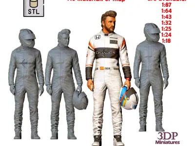 Fernando Alonso racing driver 3D print model