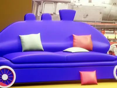 Sofa the steam lokomotive Low-poly 3D model