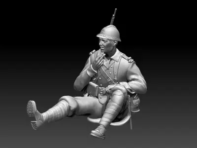 French soldier ww2 3D print model