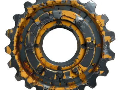 SciFi Damaged Gear Game Asset Low-poly 3D model