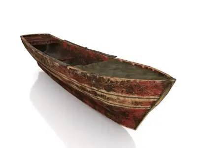 Old Medieval Rowboat Low-poly 3D model
