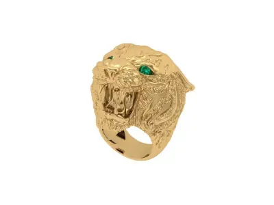 Tiger Head Ring Men 3D print model