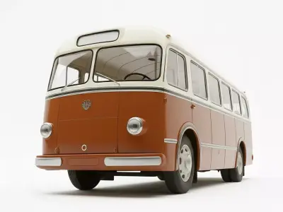Classic Retro Bus Low-poly 3D model
