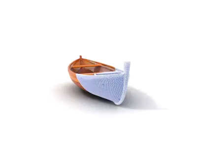 Wooden Rowboat Model Pack with Detailed Textures Low-poly 3D model