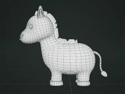 Donkey cute cartoon Low-poly 3D model