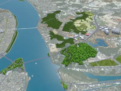 Chaozhou Guangdong Province China 40km Free low-poly 3D model