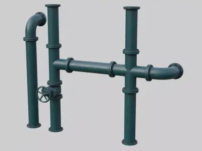Industrial Pipes 1B Low-poly 3D model