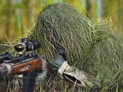 Modular Special Forces Ghillie Sniper Low-poly 3D model