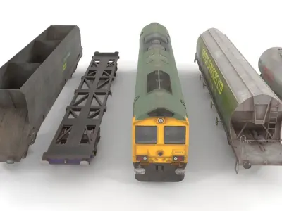Train Pack low poly Low-poly 3D model