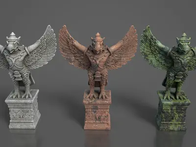 Ancient Khmer Statue24-250523 Low-poly 3D model