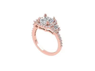 Radiant Art Deco Ring 3D print model 2