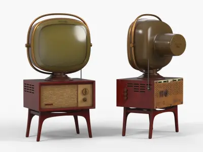 Vintage Philco Predicta Television with Stand Mahogany Brown Old 3D model
