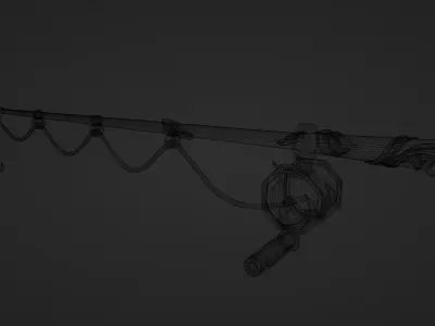 Stylized Fantasy Golden Fishing Rod 3D Model Low-poly 3D model