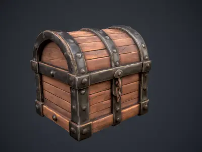 wooden treasure chest Low-poly 3D model