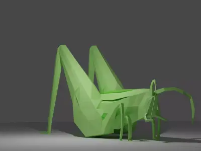 Low Poly Grasshooper origami grasshopper 3D model
