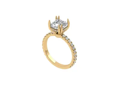 Cushion Solitaire Engagement Ring 3D print model buy