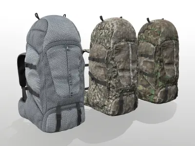 Backpack for hunting hiking traveling Low-poly 3D model