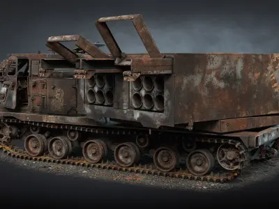 M270 MLRS Destroyed Low-poly 3D model