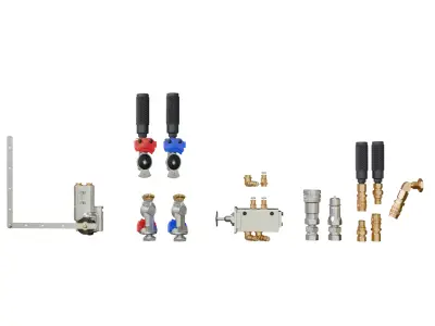 Trailer Hydraulic Parts Pack Valves - Fittings and Modular Kit Low-poly 3D model