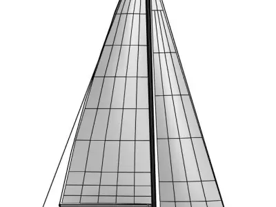 Sailboat with a high sail 3D model