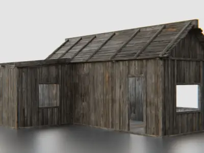 Old Wooden Medieval Building House 1 Low-poly 3D model