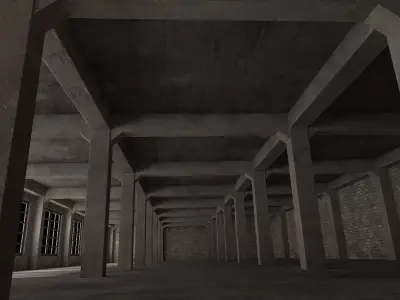 Old warehouse Low-poly 3D model 2