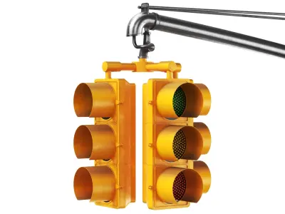 Detailed Street Light With Traffic Stop 3D model