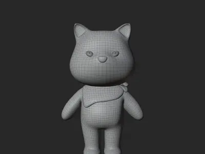 Cartoon Shiba Inu with moon pattern neckerchief 3D model