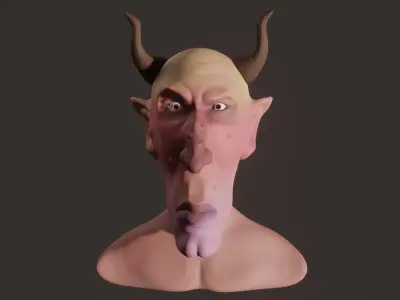 Satyr head of devil with horns 3D model