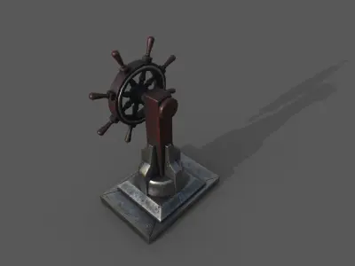Steering wheel for a sea ship and a bell Wheel 3D model Low-poly 3D model V1